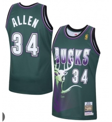 Men Milwaukee Bucks 34 Ray Allen Swingman Throwback Green Road NBA Jersey Men Milwaukee Bucks 34 Ray Allen Swingman Throwback Green Road NBA Jersey