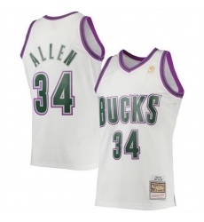 Men Milwaukee Bucks 34 Ray Allen White 1996 97 Swingman Stitched Jersey Men Milwaukee Bucks 34 Ray Allen White 1996 97 Swingman Stitched Jersey