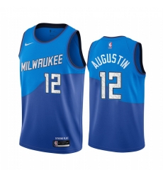 Men Nike Milwaukee Bucks 12 D J Augustin Blue NBA Swingman 2020 21 City Edition Jersey Men Nike Milwaukee Bucks 12 D J Augustin Blue NBA Swingman 2020 21 City Edition Jersey