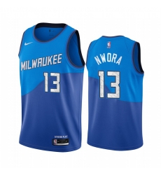 Men Nike Milwaukee Bucks 13 Jordan Nwora Blue NBA Swingman 2020 21 City Edition Jersey Men Nike Milwaukee Bucks 13 Jordan Nwora Blue NBA Swingman 2020 21 City Edition Jersey