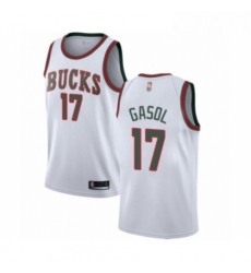 Mens Milwaukee Bucks 17 Pau Gasol Authentic White Fashion Hardwood Classics Basketball Jersey Mens Milwaukee Bucks 17 Pau Gasol Authentic White Fashion Hardwood Classics Basketball Jersey