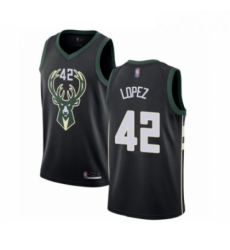 Mens Milwaukee Bucks 42 Robin Lopez Authentic Black Basketball Jersey Statement Edition Mens Milwaukee Bucks 42 Robin Lopez Authentic Black Basketball Jersey Statement Edition