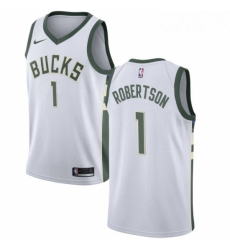Mens Nike Milwaukee Bucks 1 Oscar Robertson Authentic White Home NBA Jersey Association Edition Mens Nike Milwaukee Bucks 1 Oscar Robertson Authentic White Home NBA Jersey Association Edition