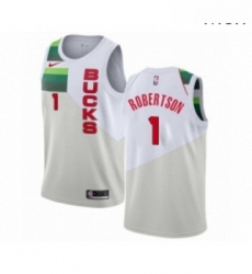 Mens Nike Milwaukee Bucks 1 Oscar Robertson White Swingman Jersey Earned Edition Mens Nike Milwaukee Bucks 1 Oscar Robertson White Swingman Jersey Earned Edition