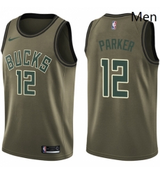 Mens Nike Milwaukee Bucks 12 Jabari Parker Swingman Green Salute to Service NBA Jersey Mens Nike Milwaukee Bucks 12 Jabari Parker Swingman Green Salute to Service NBA Jersey