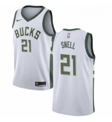 Mens Nike Milwaukee Bucks 21 Tony Snell Authentic White Home NBA Jersey Association Edition Mens Nike Milwaukee Bucks 21 Tony Snell Authentic White Home NBA Jersey Association Edition