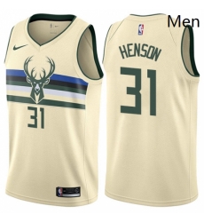 Mens Nike Milwaukee Bucks 31 John Henson Authentic Cream NBA Jersey City Edition Mens Nike Milwaukee Bucks 31 John Henson Authentic Cream NBA Jersey City Edition