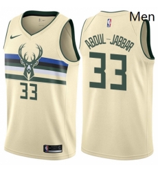 Mens Nike Milwaukee Bucks 33 Kareem Abdul Jabbar Swingman Cream NBA Jersey City Edition Mens Nike Milwaukee Bucks 33 Kareem Abdul Jabbar Swingman Cream NBA Jersey City Edition