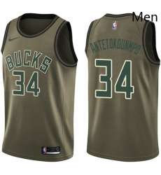Mens Nike Milwaukee Bucks 34 Giannis Antetokounmpo Swingman Green Salute to Service NBA Jersey Mens Nike Milwaukee Bucks 34 Giannis Antetokounmpo Swingman Green Salute to Service NBA Jersey