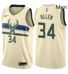 Mens Nike Milwaukee Bucks 34 Ray Allen Swingman Cream NBA Jersey City Edition Mens Nike Milwaukee Bucks 34 Ray Allen Swingman Cream NBA Jersey City Edition
