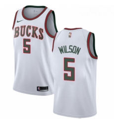 Mens Nike Milwaukee Bucks 5 D J Wilson Authentic White Fashion Hardwood Classics NBA Jersey Mens Nike Milwaukee Bucks 5 D J Wilson Authentic White Fashion Hardwood Classics NBA Jersey