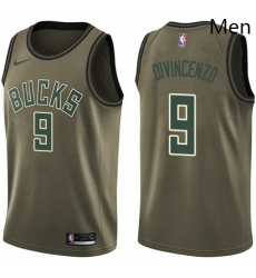 Mens Nike Milwaukee Bucks 9 Donte DiVincenzo Swingman Green Salute to Service NBA Jersey Mens Nike Milwaukee Bucks 9 Donte DiVincenzo Swingman Green Salute to Service NBA Jersey