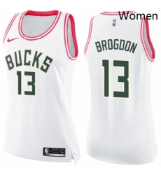 Womens Nike Milwaukee Bucks 13 Malcolm Brogdon Swingman WhitePink Fashion NBA Jersey Womens Nike Milwaukee Bucks 13 Malcolm Brogdon Swingman WhitePink Fashion NBA Jersey