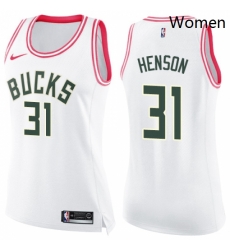 Womens Nike Milwaukee Bucks 31 John Henson Swingman WhitePink Fashion NBA Jersey Womens Nike Milwaukee Bucks 31 John Henson Swingman WhitePink Fashion NBA Jersey