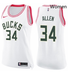 Womens Nike Milwaukee Bucks 34 Ray Allen Swingman WhitePink Fashion NBA Jersey Womens Nike Milwaukee Bucks 34 Ray Allen Swingman WhitePink Fashion NBA Jersey