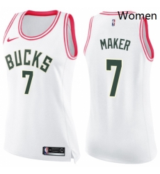 Womens Nike Milwaukee Bucks 7 Thon Maker Swingman WhitePink Fashion NBA Jersey Womens Nike Milwaukee Bucks 7 Thon Maker Swingman WhitePink Fashion NBA Jersey