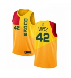 Youth Milwaukee Bucks 42 Robin Lopez Swingman Yellow Basketball Jersey City Edition Youth Milwaukee Bucks 42 Robin Lopez Swingman Yellow Basketball Jersey City Edition