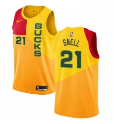 Youth Nike Milwaukee Bucks 21 Tony Snell Swingman Yellow NBA Jersey City Edition Youth Nike Milwaukee Bucks 21 Tony Snell Swingman Yellow NBA Jersey City Edition