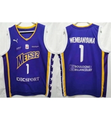 Men Boulogne Levallois Metropolitans 92 1 Victor Wembanyama Purple Stitched Jersey Men Boulogne Levallois Metropolitans 92 1 Victor Wembanyama Purple Stitched Jersey