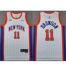 Men New Yok Knicks 11 Jalen Brunson White 2024 25 City Edition Stitched Basketball Jersey Men New Yok Knicks 11 Jalen Brunson White 2024 25 City Edition Stitched Basketball Jersey