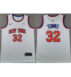 Men New Yok Knicks 32 Karl Anthony Towns White 2024 Association Edition Stitched Basketball Jersey Men New Yok Knicks 32 Karl Anthony Towns White 2024 Association Edition Stitched Basketball Jersey