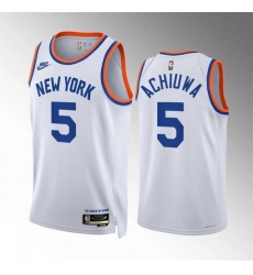 Men New Yok Knicks 5 Precious Achiuwa White 2021 22 City Edition Stitched Basketball Jersey Men New Yok Knicks 5 Precious Achiuwa White 2021 22 City Edition Stitched Basketball Jersey