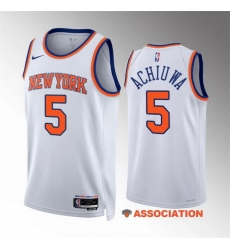 Men New Yok Knicks 5 Precious Achiuwa White Association Edition Stitched Basketball Jersey Men New Yok Knicks 5 Precious Achiuwa White Association Edition Stitched Basketball Jersey