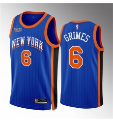 Men New Yok Knicks 6 Quentin Grimes Blue 2023 24 City Edition Stitched Basketball Jersey Men New Yok Knicks 6 Quentin Grimes Blue 2023 24 City Edition Stitched Basketball Jersey