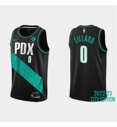Men Portland Trail Portland Blazers 0 Damian Lillard 2022 23 Black City Edition Stitched Basketball Jersey Men Portland Trail Portland Blazers 0 Damian Lillard 2022 23 Black City Edition Stitched Basketball Jersey