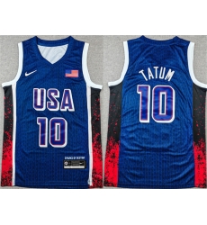 Men USA Basketball 10 Jayson Tatum Navy 2024 Olympics Stitched Jersey Men USA Basketball 10 Jayson Tatum Navy 2024 Olympics Stitched Jersey