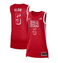 Men USA Basketball 5 Kelsey Plum Red 2024 Swingman Stitched Jersey Men USA Basketball 5 Kelsey Plum Red 2024 Swingman Stitched Jersey