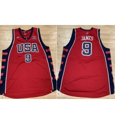 Men USA Basketball 9 Lebron James Red Stitched Basketball Jersey Men USA Basketball 9 Lebron James Red Stitched Basketball Jersey