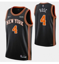 Men's New Yok Knicks #4 Derrick Rose 2021 2022 75th Anniversary Black Stitched Jersey Men's New Yok Knicks #4 Derrick Rose 2021 2022 75th Anniversary Black Stitched Jersey
