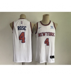 Men's New York Knicks #4 Derrick Rose White Stitched Basketball Jersey Men's New York Knicks #4 Derrick Rose White Stitched Basketball Jersey
