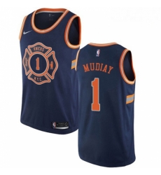Mens Nike New York Knicks 1 Emmanuel Mudiay Authentic Navy Blue NBA Jersey City Edition Mens Nike New York Knicks 1 Emmanuel Mudiay Authentic Navy Blue NBA Jersey City Edition