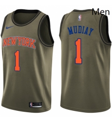 Mens Nike New York Knicks 1 Emmanuel Mudiay Swingman Green Salute to Service NBA Jersey Mens Nike New York Knicks 1 Emmanuel Mudiay Swingman Green Salute to Service NBA Jersey