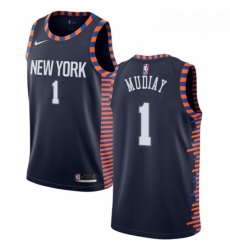 Mens Nike New York Knicks 1 Emmanuel Mudiay Swingman Navy Blue NBA Jersey 2018 19 City Edition Mens Nike New York Knicks 1 Emmanuel Mudiay Swingman Navy Blue NBA Jersey 2018 19 City Edition