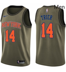 Mens Nike New York Knicks 14 Allonzo Trier Swingman Green Salute to Service NBA Jersey Mens Nike New York Knicks 14 Allonzo Trier Swingman Green Salute to Service NBA Jersey