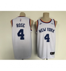 Men's Nike New York Knicks #4 Derrick Rose White Stitched Basketball Jersey Men's Nike New York Knicks #4 Derrick Rose White Stitched Basketball Jersey