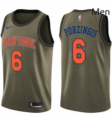 Mens Nike New York Knicks 6 Kristaps Porzingis Swingman Green Salute to Service NBA Jersey Mens Nike New York Knicks 6 Kristaps Porzingis Swingman Green Salute to Service NBA Jersey