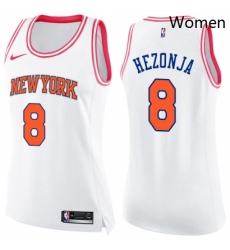 Womens Nike New York Knicks 8 Mario Hezonja Swingman White Pink Fashion NBA Jersey Womens Nike New York Knicks 8 Mario Hezonja Swingman White Pink Fashion NBA Jersey