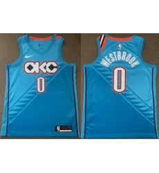 Men Oklahoma City Thunder 0 Russell Westbrook Blue 2018 19 City Stitched Basketball Jersey Men Oklahoma City Thunder 0 Russell Westbrook Blue 2018 19 City Stitched Basketball Jersey