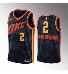 Men Oklahoma City Thunder 2 Shai Gilgeous Alexander Black 2023 24 City Edition Stitched Basketball Jersey Men Oklahoma City Thunder 2 Shai Gilgeous Alexander Black 2023 24 City Edition Stitched Basketball Jersey