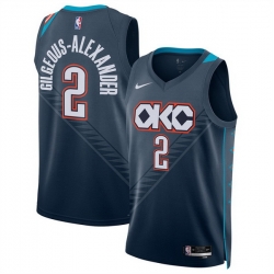 Men Oklahoma City Thunder 2 Shai Gilgeous Alexander Navy 2025 26 City Edition Stitched Basketball Jersey