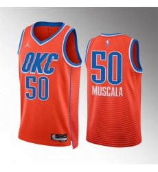 Men Oklahoma City Thunder 50 Mike Muscala Orange Statement Edition Stitched Basketball Jersey Men Oklahoma City Thunder 50 Mike Muscala Orange Statement Edition Stitched Basketball Jersey