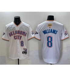 Men Oklahoma City Thunder 8 Jalen Williams White 2025 Finals Vapor Stitched Baseball Jersey