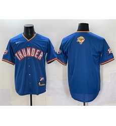 Men Oklahoma City Thunder Blank Blue 2025 Finals Vapor Stitched Baseball Jersey Men Oklahoma City Thunder Blank Blue 2025 Finals Vapor Stitched Baseball Jersey