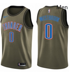 Mens Nike Oklahoma City Thunder 0 Russell Westbrook Swingman Green Salute to Service NBA Jersey Mens Nike Oklahoma City Thunder 0 Russell Westbrook Swingman Green Salute to Service NBA Jersey