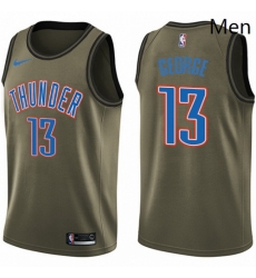 Mens Nike Oklahoma City Thunder 13 Paul George Swingman Green Salute to Service NBA Jersey Mens Nike Oklahoma City Thunder 13 Paul George Swingman Green Salute to Service NBA Jersey