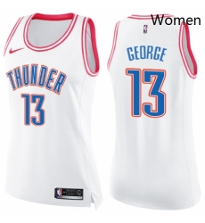 Womens Nike Oklahoma City Thunder 13 Paul George Swingman WhitePink Fashion NBA Jersey Womens Nike Oklahoma City Thunder 13 Paul George Swingman WhitePink Fashion NBA Jersey